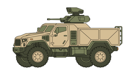 Obraz premium Armored Military Tactical Vehicle Vector Illustration