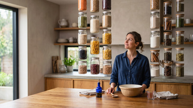 Home Cook Under Hanging Pantry Shelves for Meal Planning