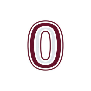 Maroon stylized number zero graphic