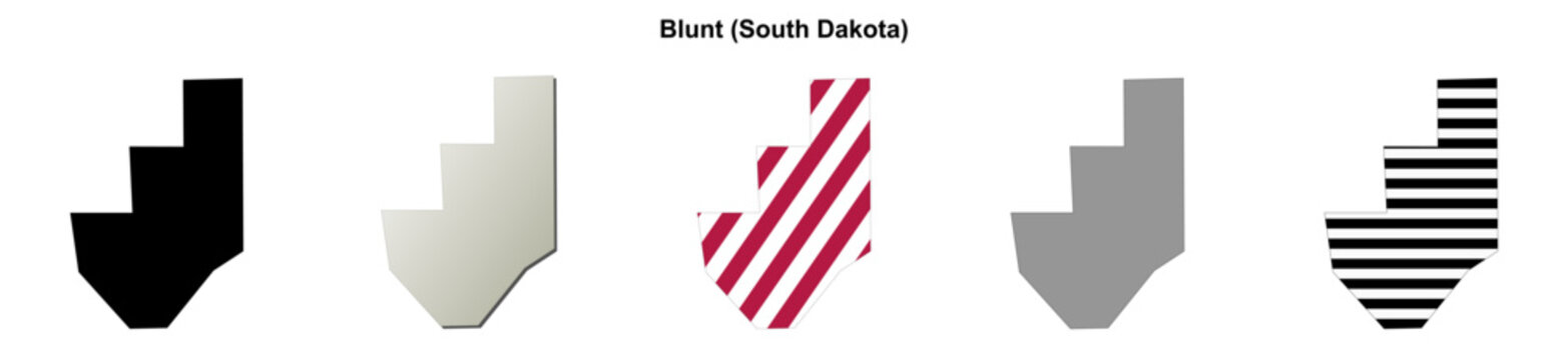 Blunt (South Dakota) blank outline map set