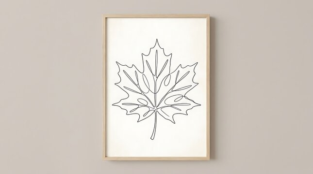 Simple line art drawing of a single maple leaf shape for coloring page or autumn nature design projects
