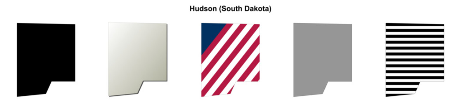 Hudson (South Dakota) blank outline map set