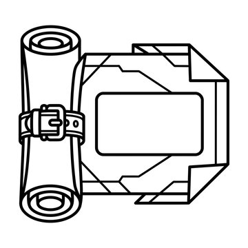 Rolled architectural blueprint document with belt buckle vector icon blueprint roll architectural plan construction document engineering map property design real estate plan building scheme