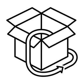 Logistics package return and shipping delivery vector line icon with shipping box delivery service supply chain ecommerce parcel order fulfillment freight transport cargo management shipping