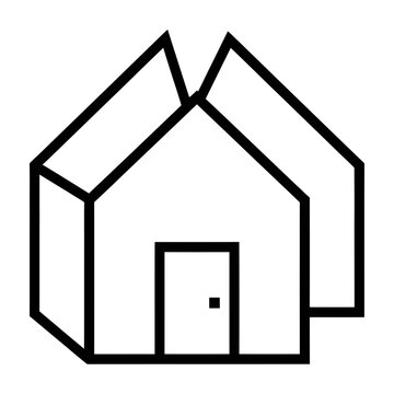 Double house property investment concept vector line art icon representing real estate portfolio with housing portfolio corporate services property management house symbol mortgage construction