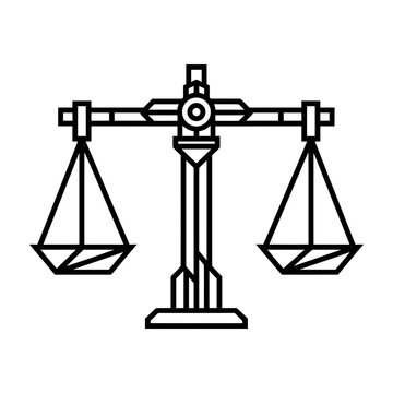 Legal scale balancing icon vector illustration for court and justice concepts with justice scales balance vector law firm legal advice financial balance business ethics compliance icon line art