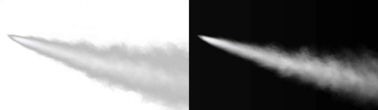 Diagonal White Smoke Plume Rocket Jet Exhaust Trail Overlay