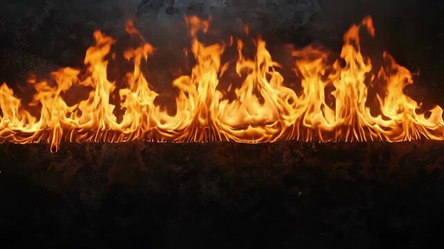 Intense orange flames against dark background
