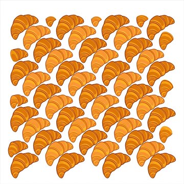Seamless Pattern of Freshly Baked Flaky Croissants Illustration