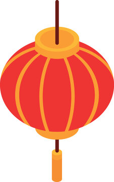 Red hanging lantern illustration for Lunar New Year featuring a traditional festive decoration commonly associated with prosperity, celebration, good fortune and Asian holiday events