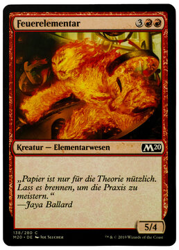 Hamburg, Germany - 09052026: Magic The Gathering Fire Elemental M20 German Trading Card Isolated on White