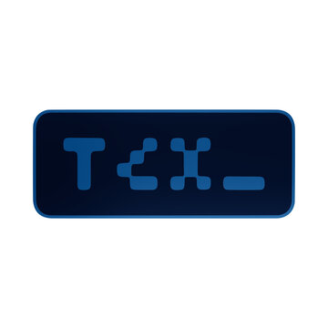 A blue 3D text box icon with the letters tcx and an underscore cursor, representing a command line or text input interface on a dark background isolated on a transparent background