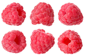 Fresh yummy raspberries isolated on white, set © New Africa