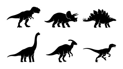 Dinosaur Silhouettes Collection: Prehistoric Reptile Icons for Educational and Creative Projects © Nobel