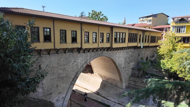 A view of the historic Irgandi Bridge in the city of Bursa, Turkey.