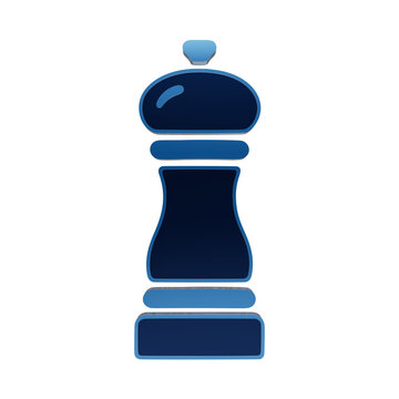 A blue 3D icon of a pepper mill grinder used for seasoning food, rendered with a glossy finish and isolated on a white background, for kitchen concepts isolated on a transparent background