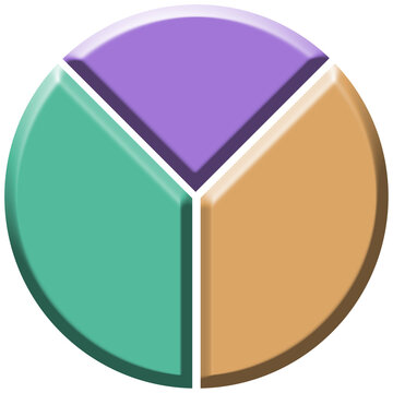 Pie chart divided into three parts 3d segments business data graphic vector illustration
