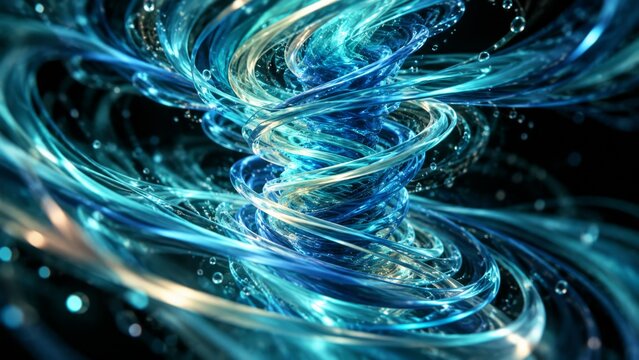 Abstract swirling light vortex with flowing ribbons