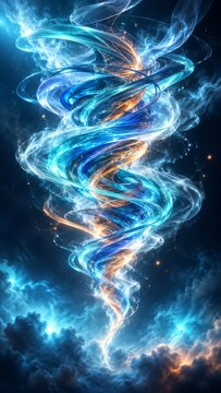 Vertical abstract swirling light vortex