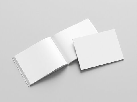 Open Landscape Brochure Mockup Isolated on Gray Background