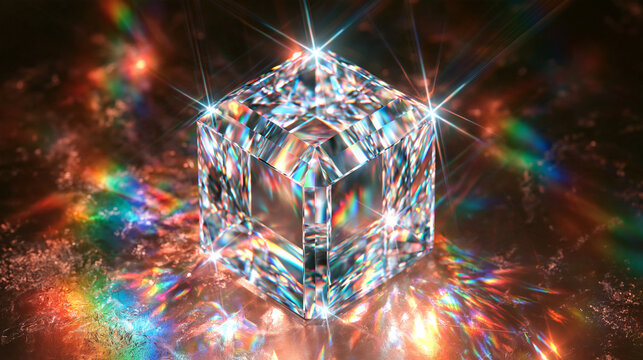 Crystals, gems, diamonds, glass cubes