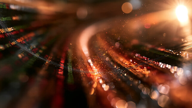 Digital/code streams and glowing particles