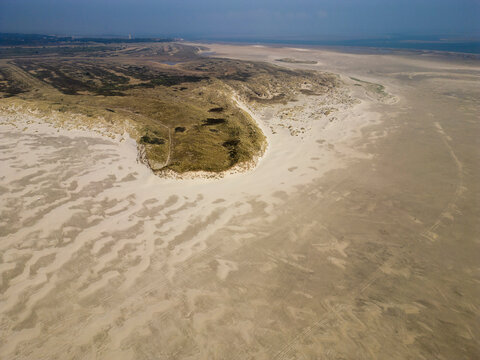 Aerial View of Coastal Dunes of West-Terschelling, Netherlands