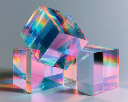  soft pastel iridescent geometric shapes  
