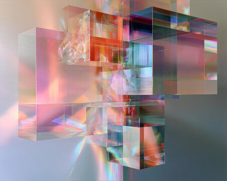  soft pastel iridescent geometric shapes  