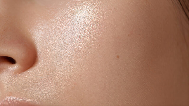 Retinol Serum Pearl on Fine Line Skin Macro - Collagen Boost Wrinkle Care 
