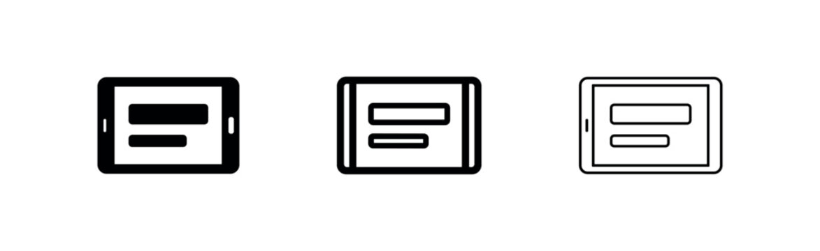 Digital Tablet Article Icon Set, Mobile News or E-book Reader Illustration