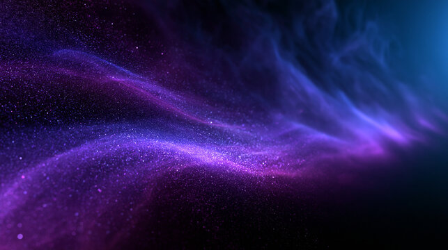 Abstract Flowing Cosmic Wave with Purple and Blue Particles