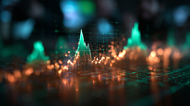 Futuristic Financial Stock Market Graph with Glowing Data