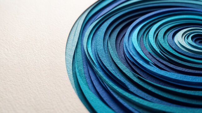 Abstract Blue Paper Cut Art Concentric Circles Background