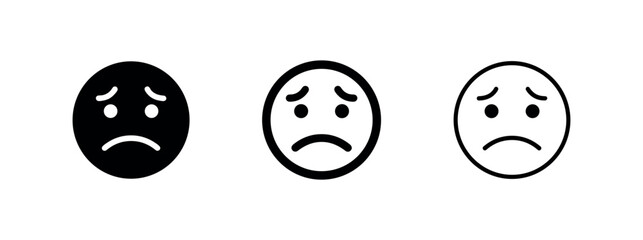 Fototapeta premium Sad Frowning Face Icon Set