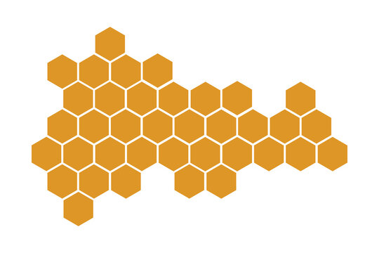 Golden honeycomb pattern with hexagonal cells for a natural honey background