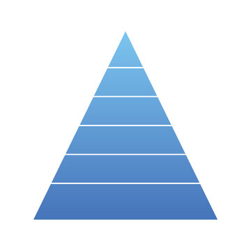 Blue pyramid chart with six levels for business presentation and data infographic