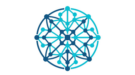Obraz premium Modern Blue Technological Mandala Symbol with Neural Network Web Patterns