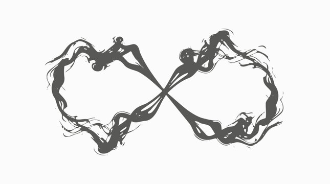 A pair of intertwined infinity symbols formed by flowing black lines creates a dynamic and symmetrical abstract design.