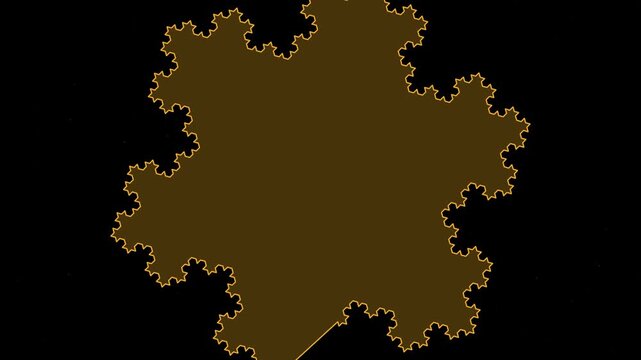 Gold Koch snowflake fractal growth animation