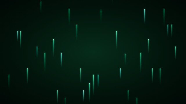 Abstract Green Data Stream with Rising Glowing Lines for Cyber Security Technology Background