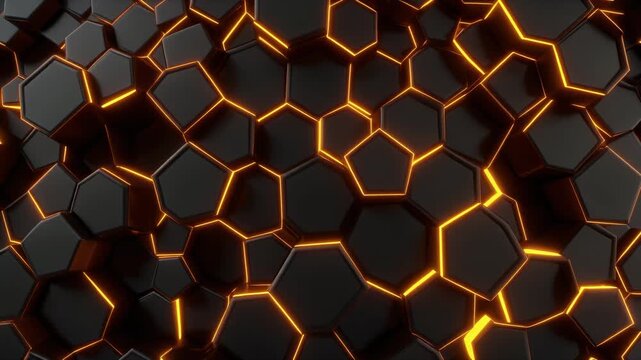 Futuristic Glowing Hexagonal Grid Pattern 4K Generative AI