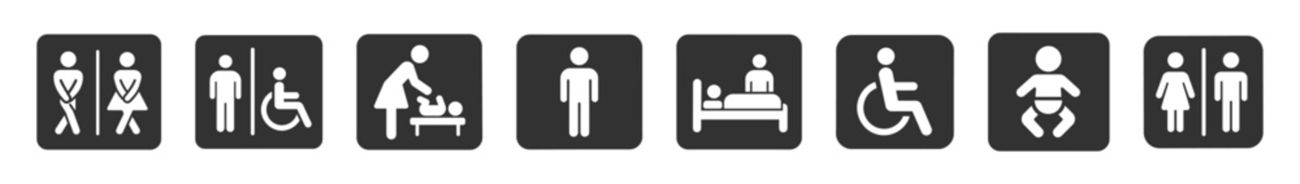 Restroom and Accessibility Icon Set for Public Spaces
