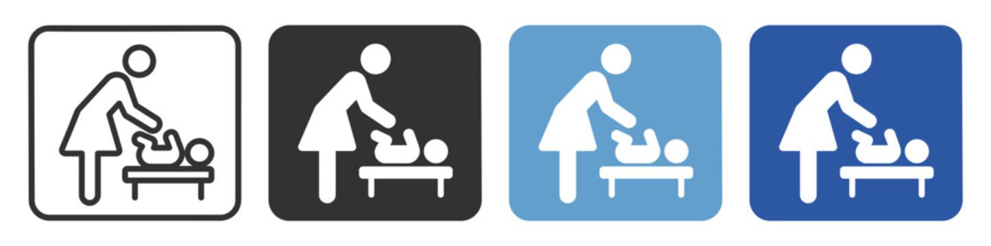 Baby Changing Station Icon Set for Facilities