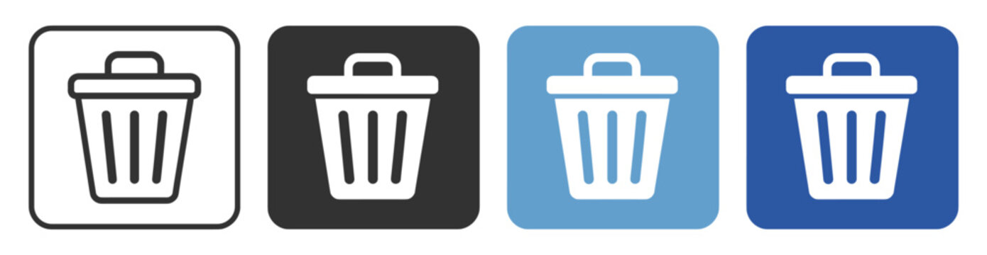 Trash Bin Icon Set for User Interface Design