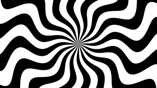 Black and White Hypnotic Spiral Rotating Motion Graphic Background for Psychedelic Video and VJ Loops