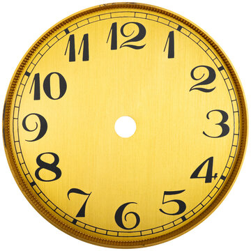 Isolated photo of vintage Victorian clock or watch face inlay on white background.