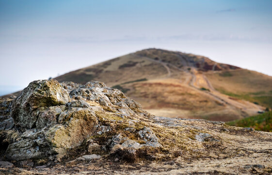 Close-up of rock pinnacle, on top of Malvern Hills,Worcestershire,England,UK.