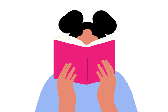 Person reading a pink book PNG illustration. Colorful flat character design, perfect for education, literacy, school, library, reading campaigns, publishing and social media graphics.
