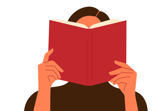 Woman reading a book. Concept on education, self-directed learning. Colorful, flat vector illustration. Character design for learning, literature, libraries, book clubs, reading apps, school content